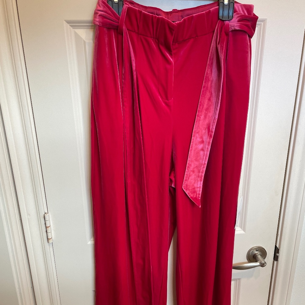 NWT Universal Standard Pink Velvet Wide Leg Pants Size 10-12